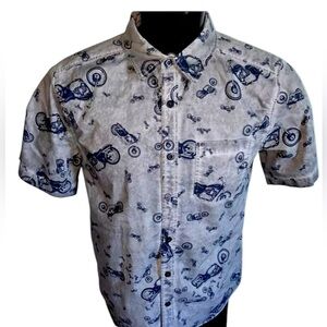Authentic Harley Davidson Collared Shirt Mens Grey Button Up M Graphic